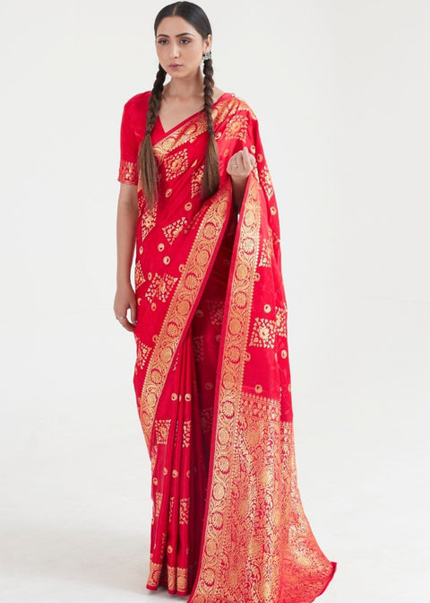 Imperial Red Zari Woven Banarasi Silk Saree Clothsvilla Main image