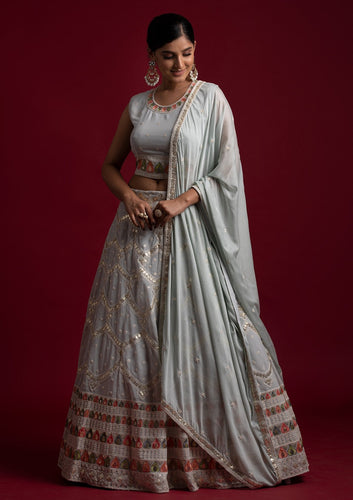 Beautiful Grey Georgette Designer Lehenga Choli Clothsvilla