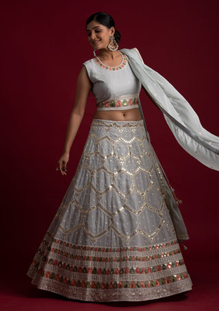 Beautiful Grey Georgette Designer Lehenga Choli Clothsvilla
