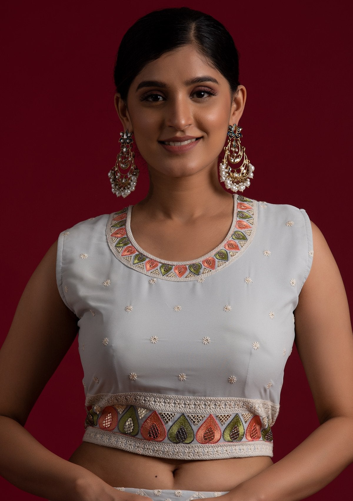 Beautiful Grey Georgette Designer Lehenga Choli Clothsvilla
