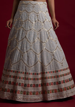 Beautiful Grey Georgette Designer Lehenga Choli Clothsvilla