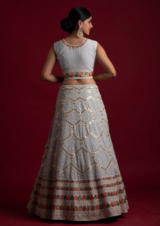 Beautiful Grey Georgette Designer Lehenga Choli Clothsvilla