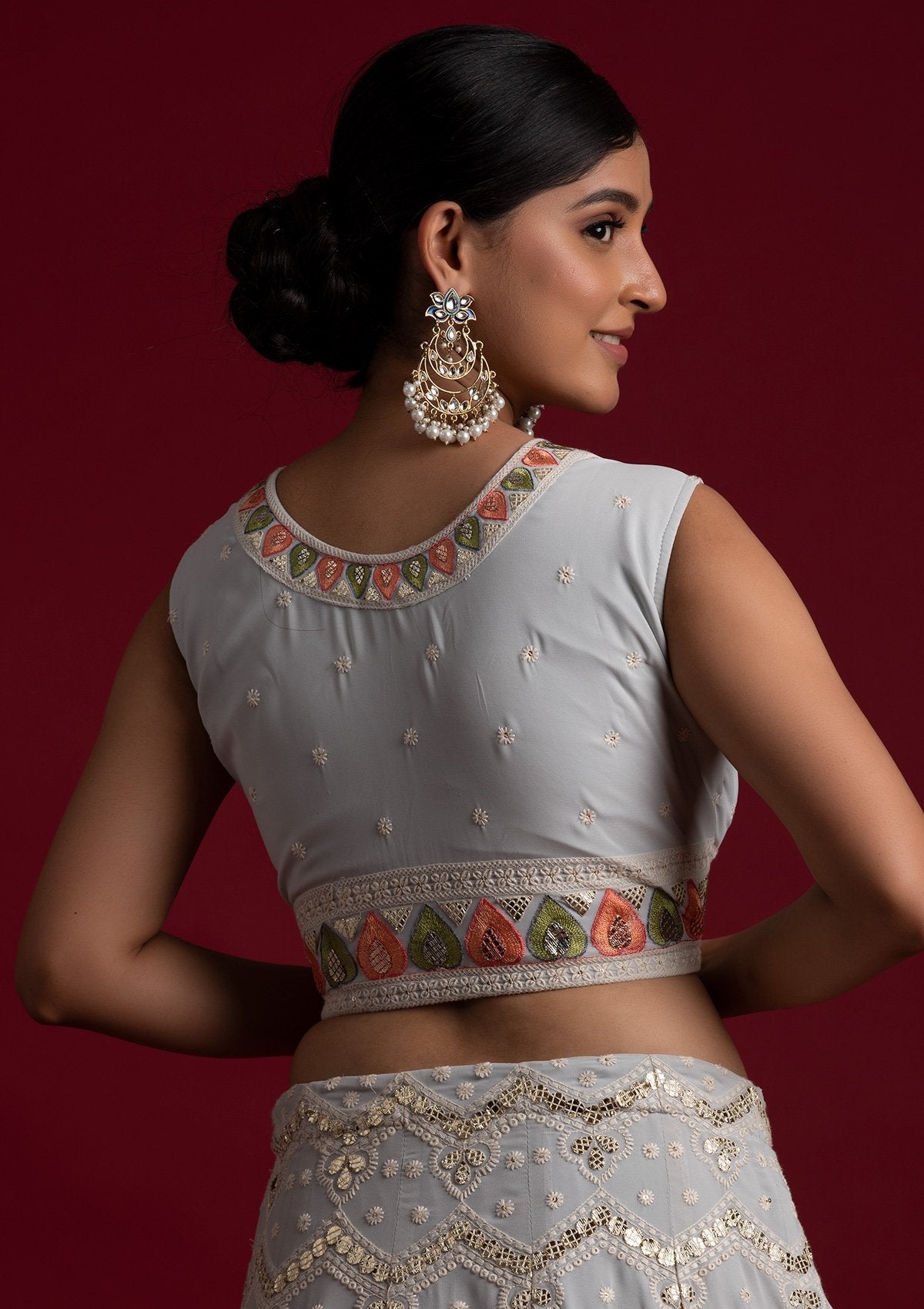 Beautiful Grey Georgette Designer Lehenga Choli Clothsvilla