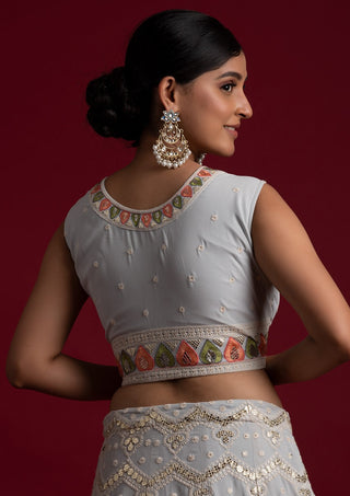 Beautiful Grey Georgette Designer Lehenga Choli Clothsvilla