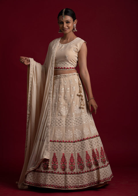 Off White  Georgette Designer Lehenga Choli Clothsvilla Main image