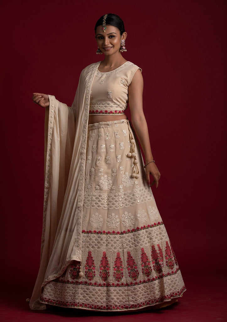 Off White  Georgette Designer Lehenga Choli Clothsvilla