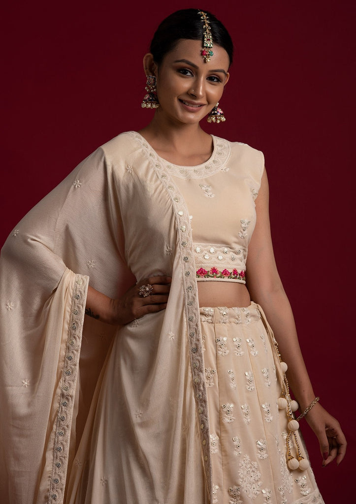 Off White  Georgette Designer Lehenga Choli Clothsvilla