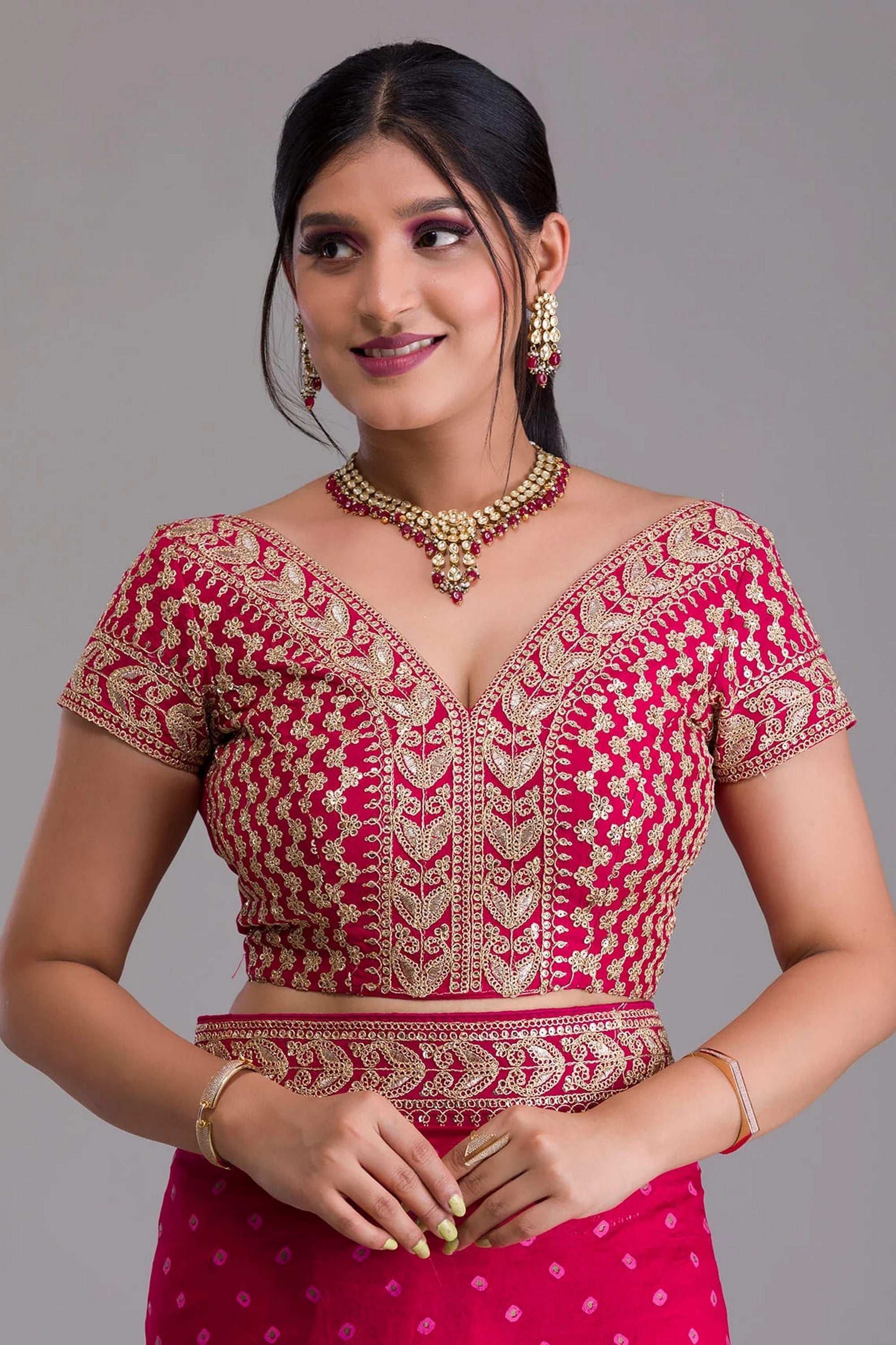 Pink Indian Georgette Saree For Indian Festivals & Weddings - Sequence Embroidery Work, Dori Work Clothsvilla