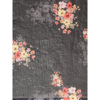 Full sequence Grey Saree with Pink Blouse ClothsVilla