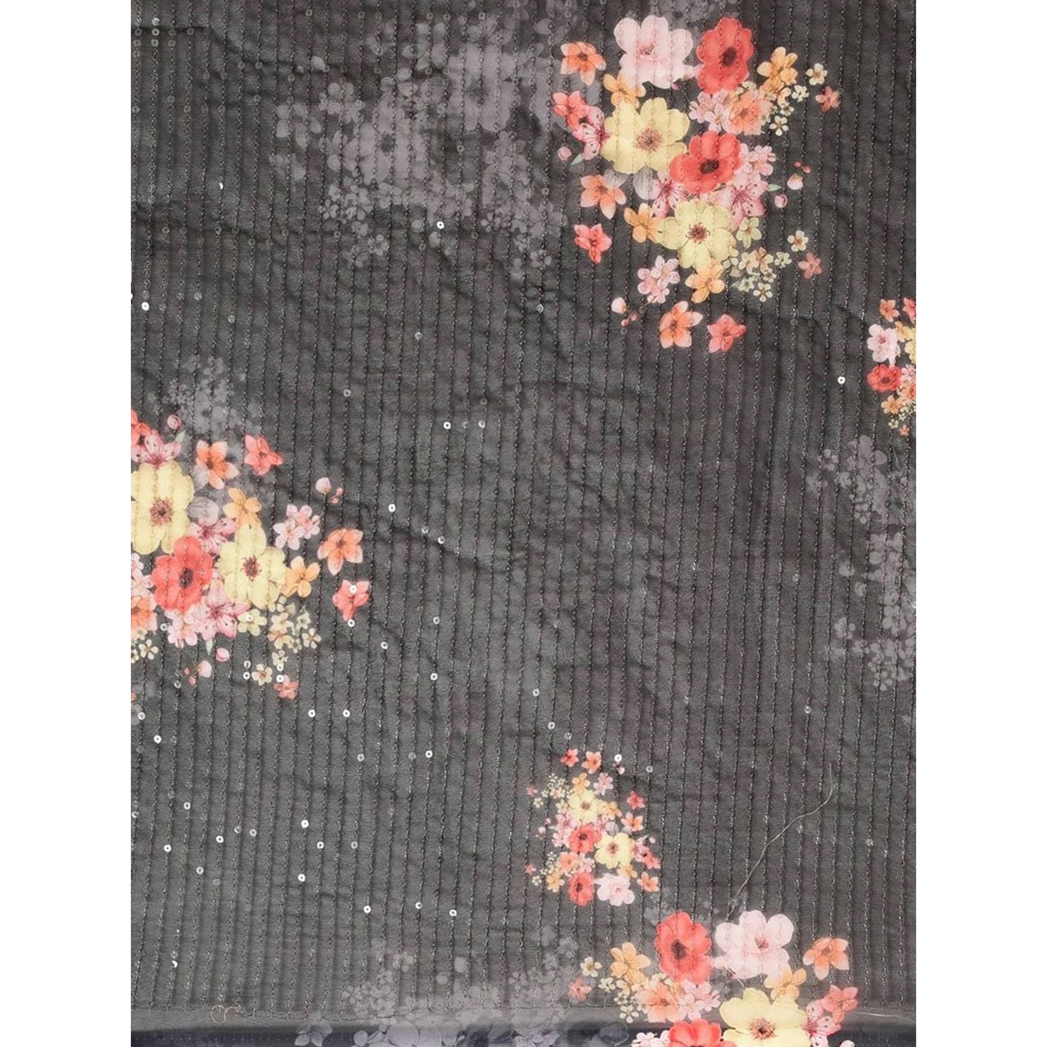 Full sequence Grey Saree with Pink Blouse ClothsVilla
