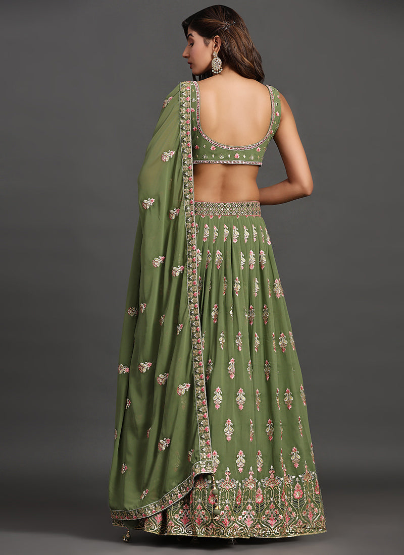 Green Multi Embroidery Traditional Lehenga Choli Clothsvilla