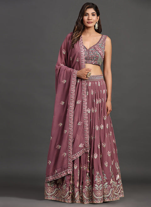 Mauve Multi Embroidery Traditional Lehenga Choli Clothsvilla Main image