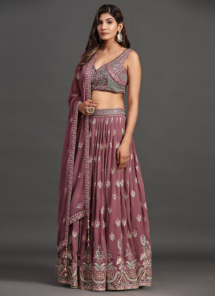 Mauve Multi Embroidery Traditional Lehenga Choli Clothsvilla