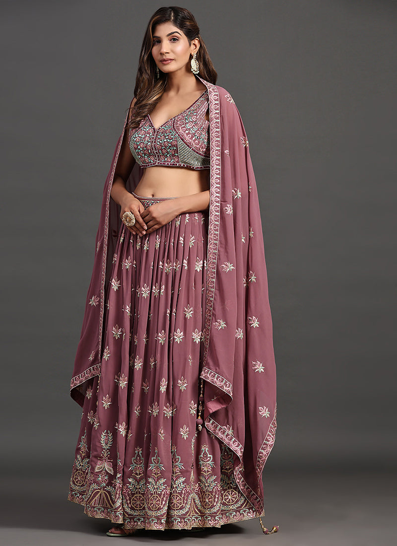 Mauve Multi Embroidery Traditional Lehenga Choli Clothsvilla