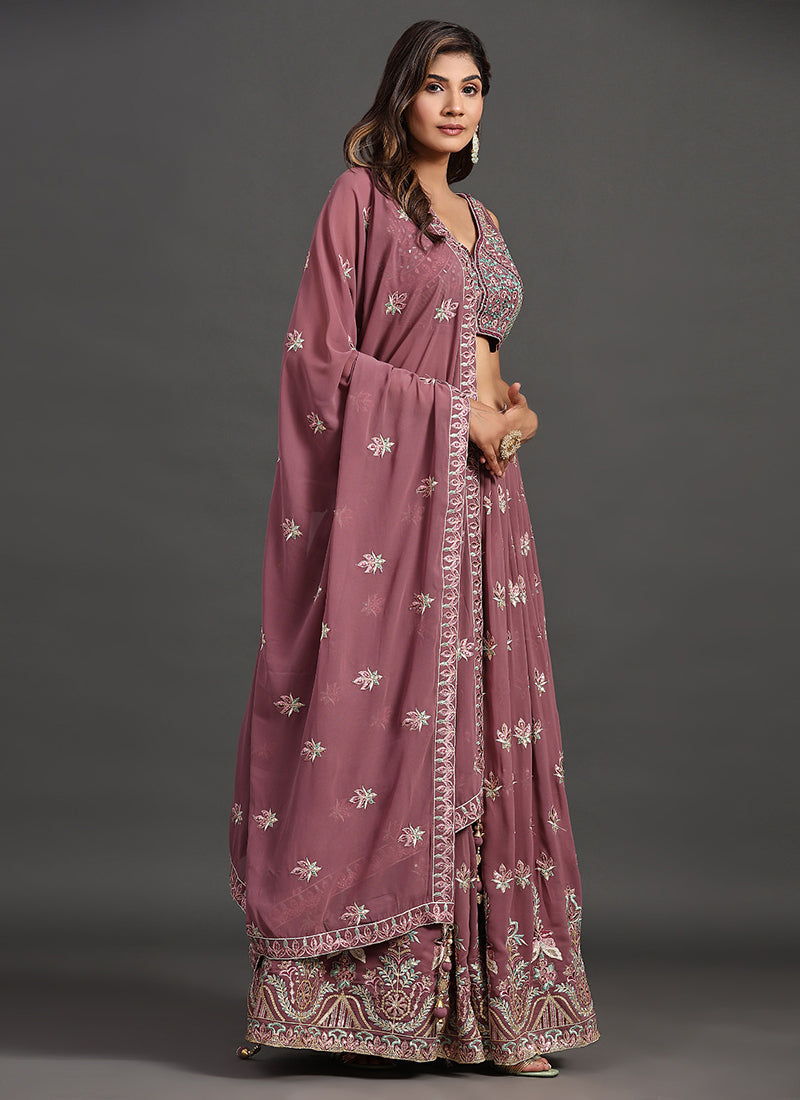 Mauve Multi Embroidery Traditional Lehenga Choli Clothsvilla