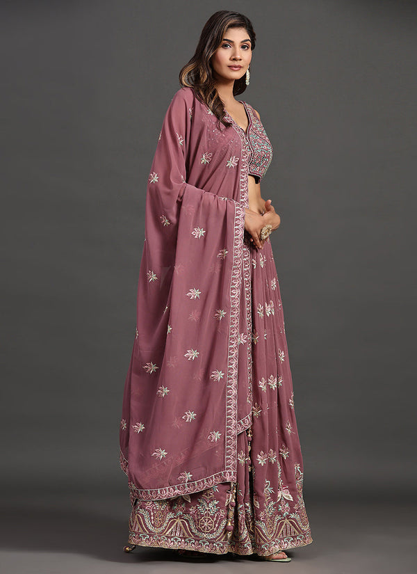 Mauve Multi Embroidery Traditional Lehenga Choli Clothsvilla