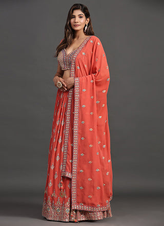 Orange Multi Embroidery Traditional Lehenga Choli Clothsvilla