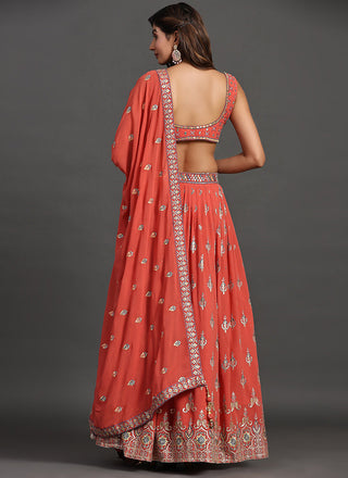 Orange Multi Embroidery Traditional Lehenga Choli Clothsvilla