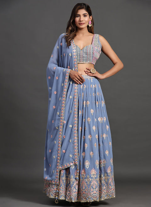 Blue Multi Embroidery Traditional Lehenga Choli Clothsvilla Main image