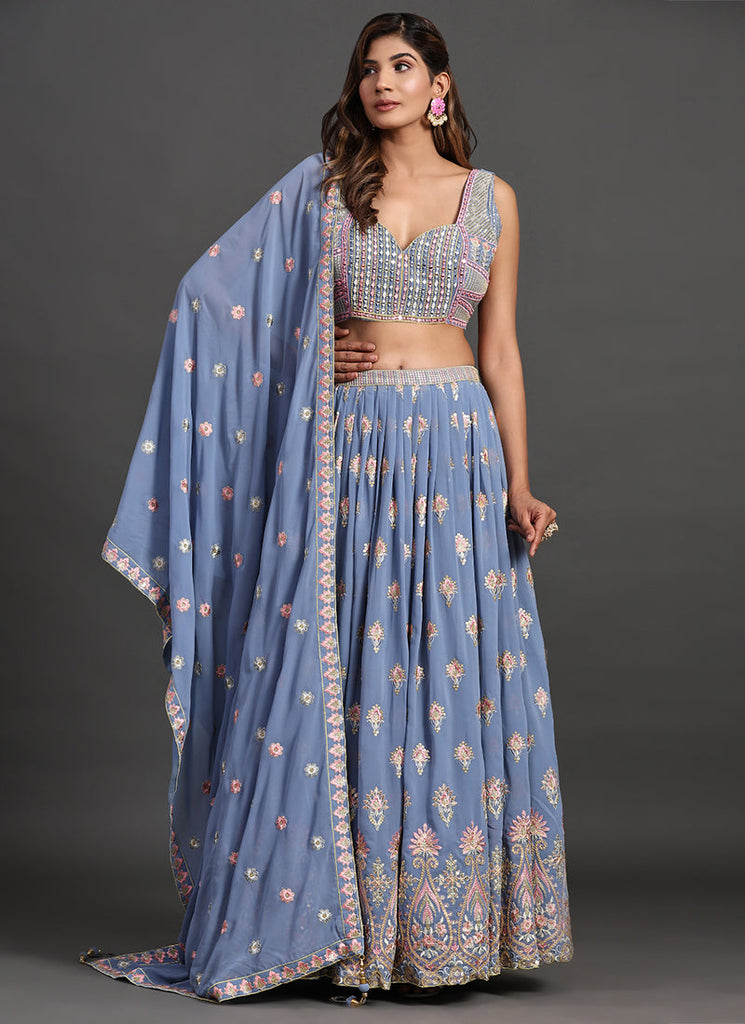 Blue Multi Embroidery Traditional Lehenga Choli Clothsvilla