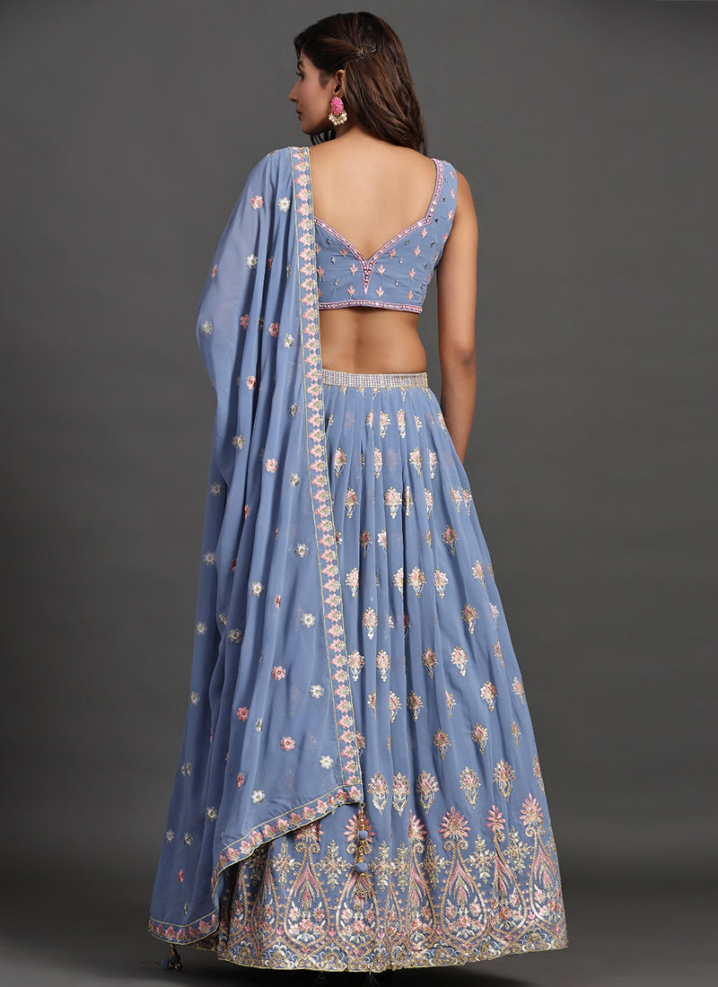Blue Multi Embroidery Traditional Lehenga Choli Clothsvilla