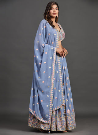 Blue Multi Embroidery Traditional Lehenga Choli Clothsvilla