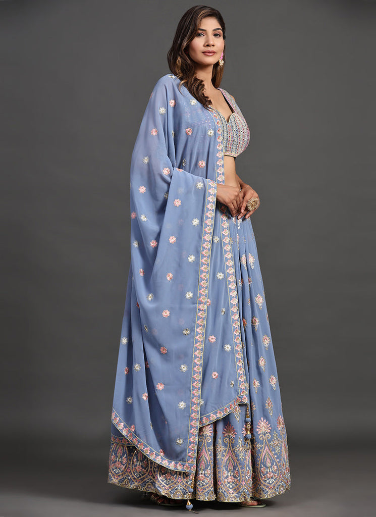 Blue Multi Embroidery Traditional Lehenga Choli Clothsvilla