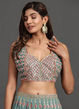 Load image into Gallery viewer, Teal Blue Multi Embroidery Traditional Lehenga Choli Clothsvilla