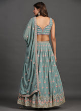 Load image into Gallery viewer, Teal Blue Multi Embroidery Traditional Lehenga Choli Clothsvilla