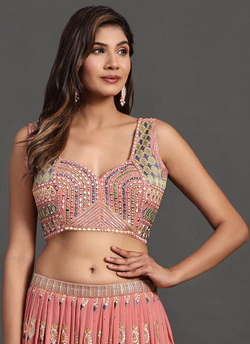 Peach Multi Embroidery Traditional Lehenga Choli Clothsvilla