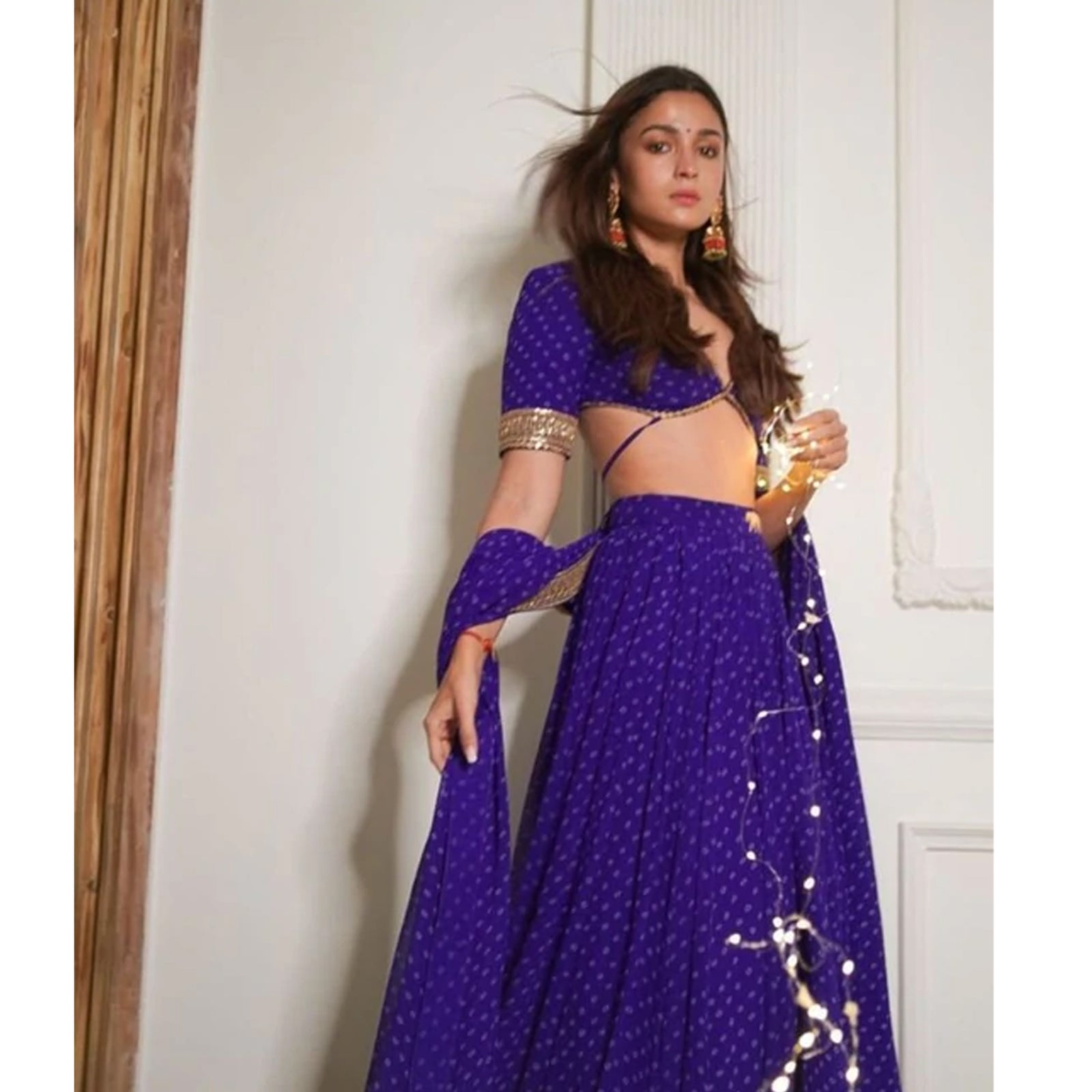 Purple Georgette Printed Lehenga Choli Bollywood Style with Heavy Dori and Sequins work ClothsVilla