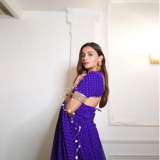 Purple Georgette Printed Lehenga Choli Bollywood Style with Heavy Dori and Sequins work ClothsVilla