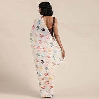 Full sequence White Saree with Coffee Blouse ClothsVilla