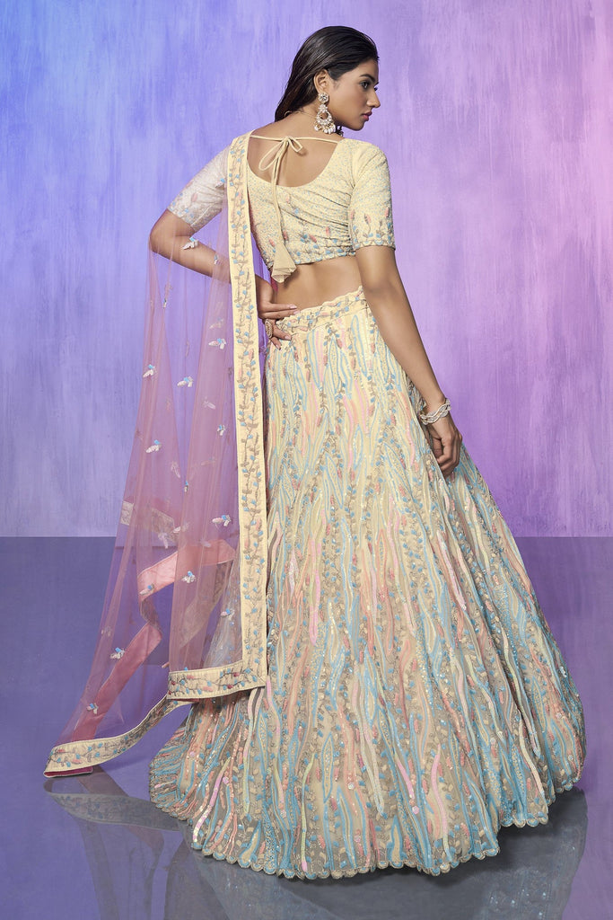 Off White Pakistani Organza Lehenga Choli For Indian Festivals & Weddings