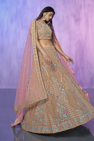 Brown Pakistani Georgette Lehenga Choli For Indian Festivals & Weddings