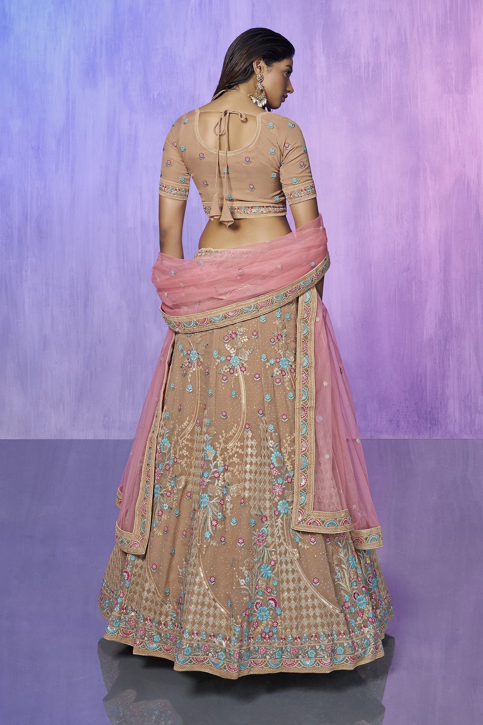 Brown Pakistani Georgette Lehenga Choli For Indian Festivals & Weddings