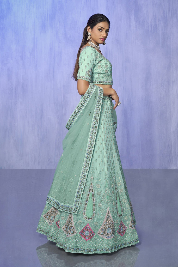 Green Pakistani Georgette Lehenga Choli For Indian Festivals & Weddings