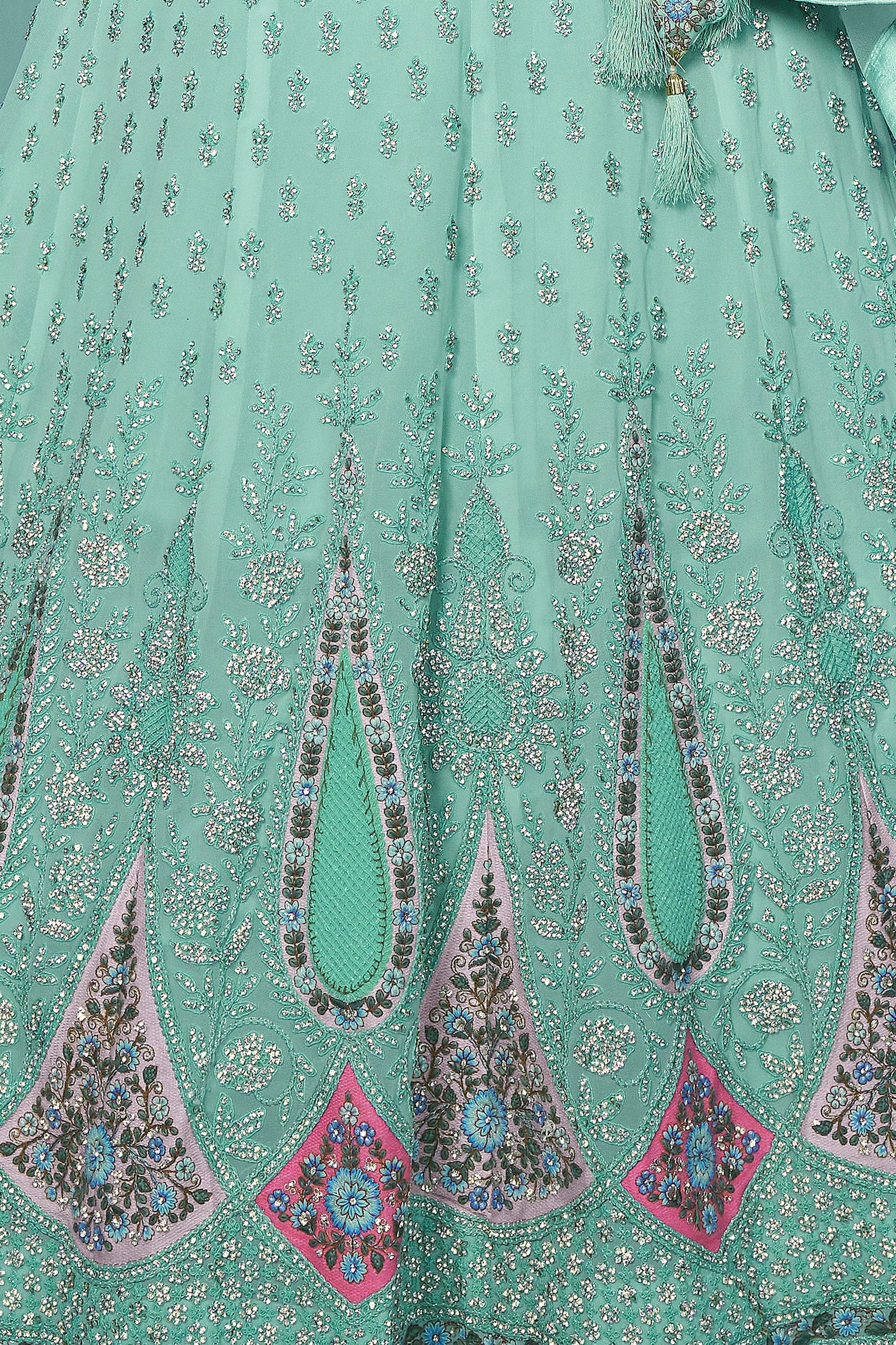Green Pakistani Georgette Lehenga Choli For Indian Festivals & Weddings