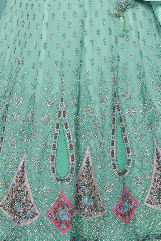 Green Pakistani Georgette Lehenga Choli For Indian Festivals & Weddings