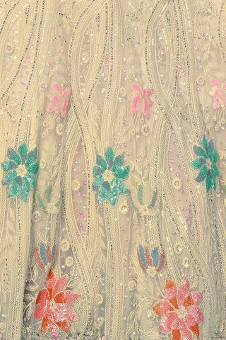 Off White Pakistani Net Lehenga Choli For Indian Festivals & Weddings