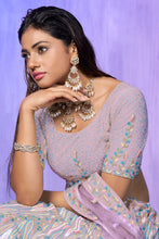 Load image into Gallery viewer, Lavender Pakistani Organza Lehenga Choli For Indian Festivals &amp; Weddings