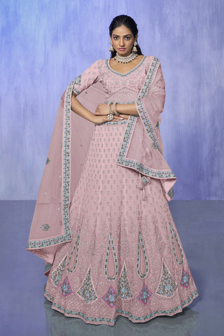 Pink Pakistani Georgette Lehenga Choli For Indian Festivals & Weddings