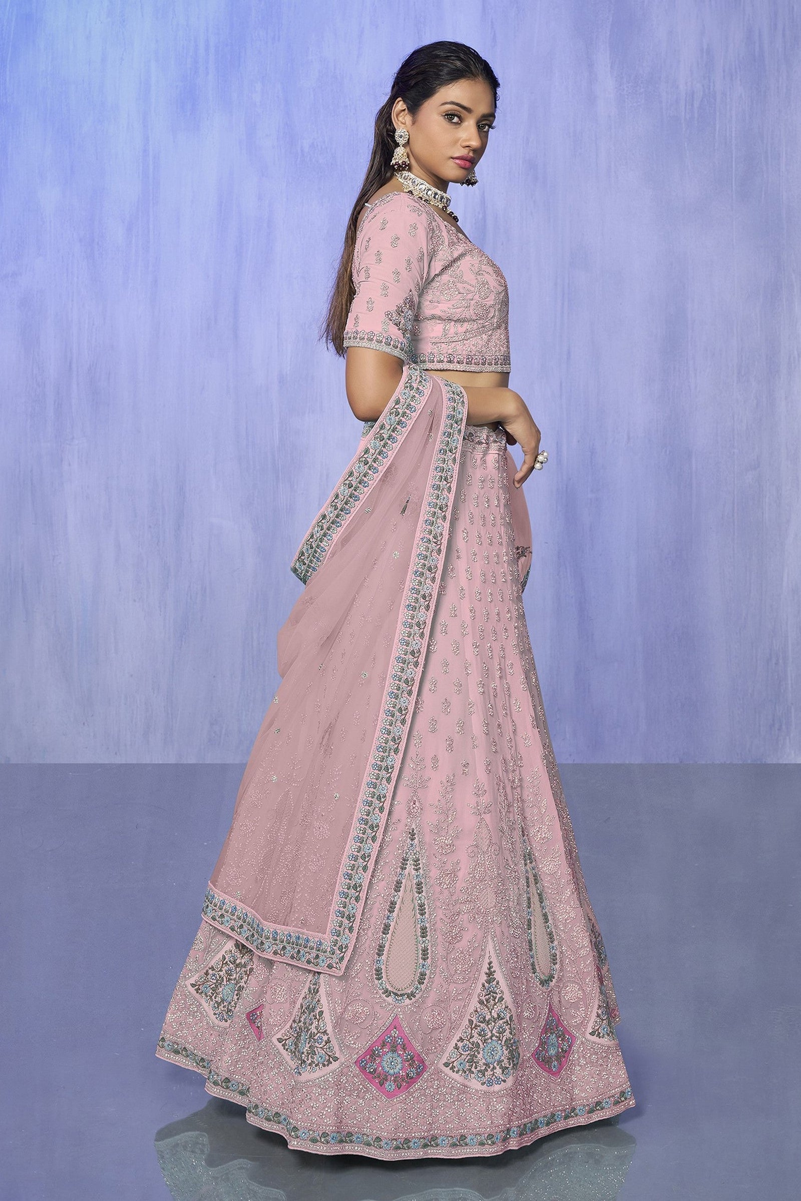 Pink Pakistani Georgette Lehenga Choli For Indian Festivals & Weddings