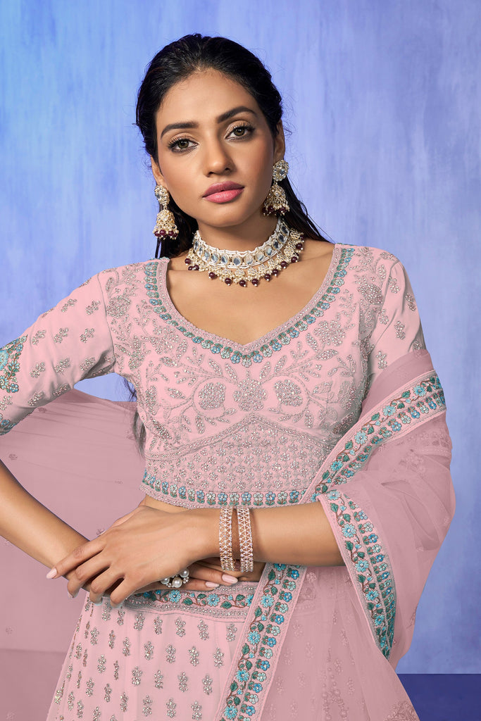 Pink Pakistani Georgette Lehenga Choli For Indian Festivals & Weddings
