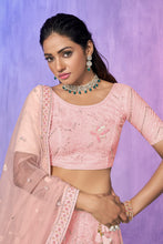 Load image into Gallery viewer, Peach Pakistani Net Lehenga Choli For Indian Festivals &amp; Weddings