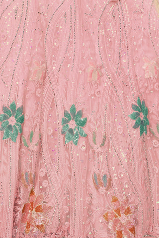 Peach Pakistani Net Lehenga Choli For Indian Festivals & Weddings