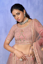 Load image into Gallery viewer, Peach Pakistani Net Lehenga Choli For Indian Festivals &amp; Weddings