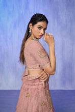 Load image into Gallery viewer, Peach Pakistani Net Lehenga Choli For Indian Festivals &amp; Weddings