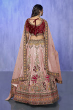 Load image into Gallery viewer, Peach Pakistani Velvet Lehenga Choli For Indian Festivals &amp; Weddings