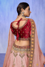 Load image into Gallery viewer, Peach Pakistani Velvet Lehenga Choli For Indian Festivals &amp; Weddings